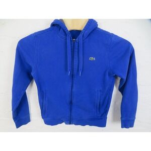 Lacoste Sport Hoodie Mens Small Blue Full Zip Fleece Sweatshirt Croc Logo